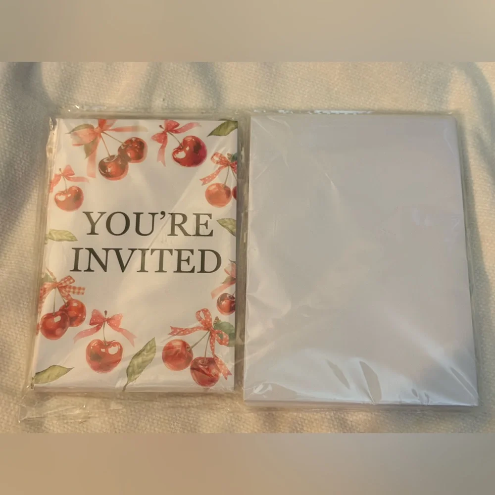 Baby shower invitations brand new “she’s our little cherry on top” theme 🍒 30